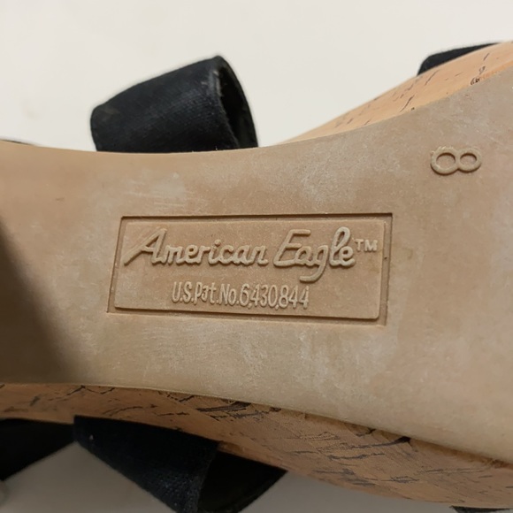 American Eagle Black Strappy Y2K High Wedges 8M XC - Picture 5 of 6